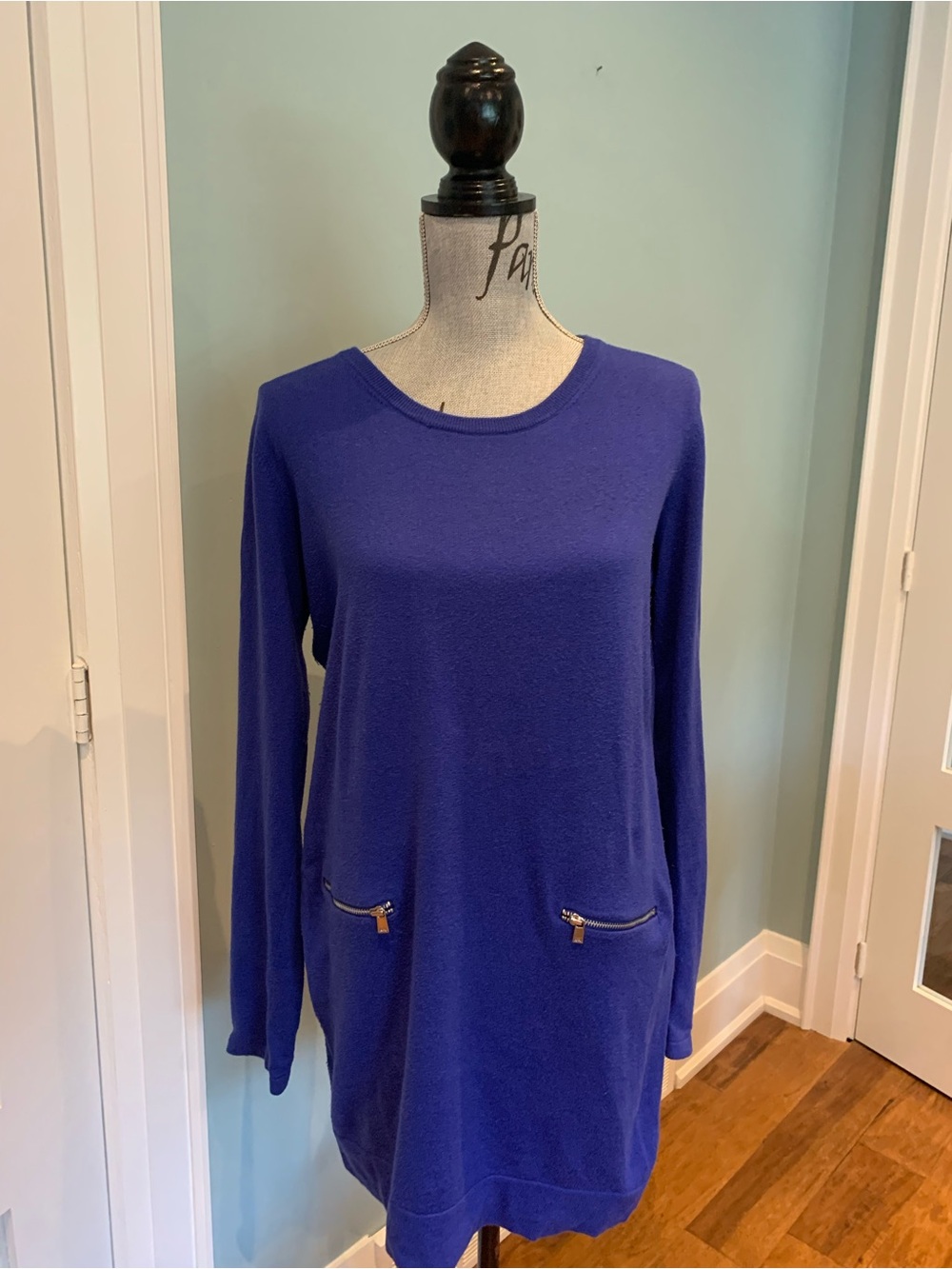 Michael Kors Royal Blue Long-Sleeve Tunic with Zip Pockets